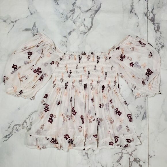 Free People Tops - Free People Delta Dawn Floral Smocked Blouse